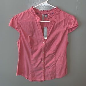 Red button up tee